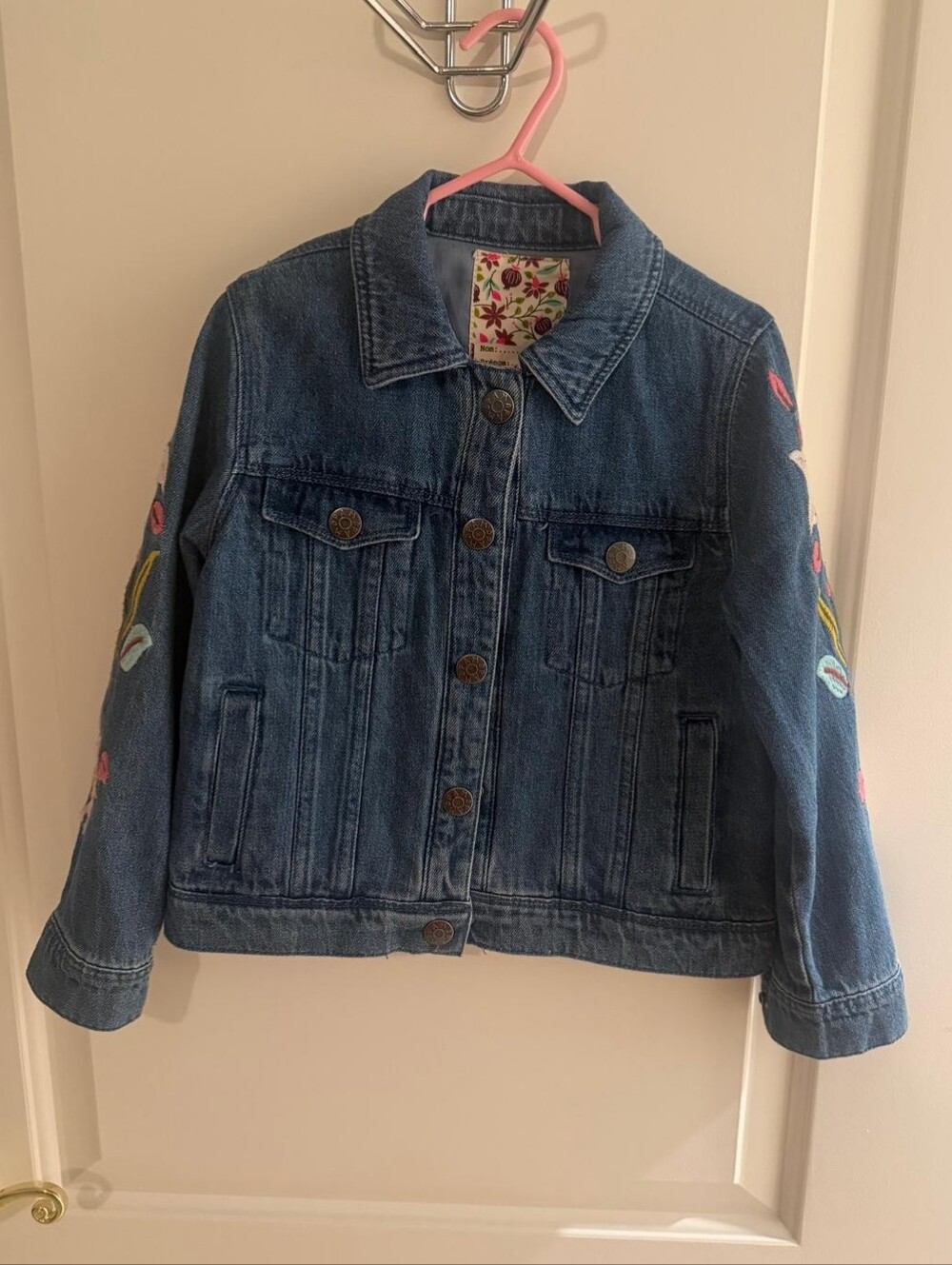 🩷Embroidered, jean jacket Made In france